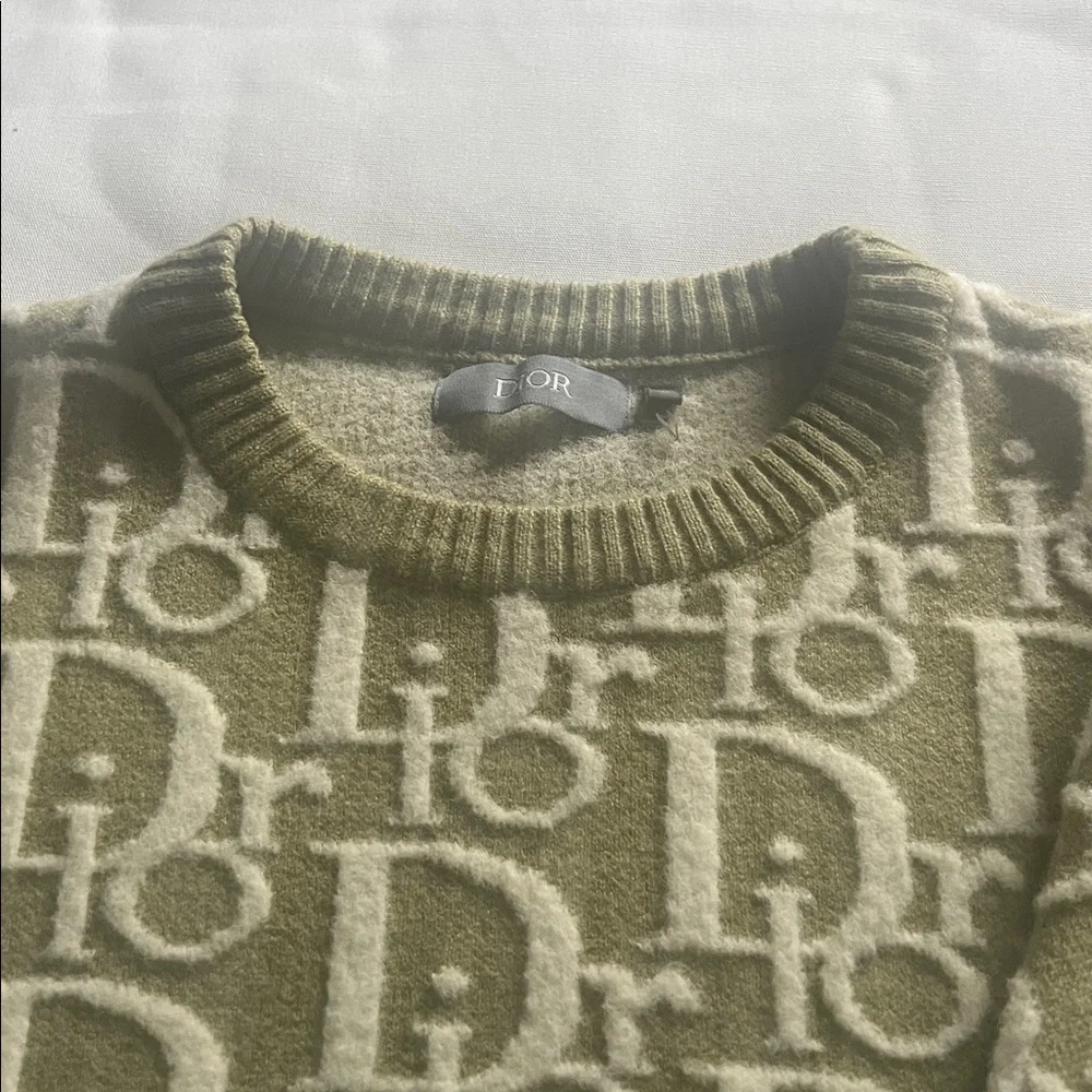Dior Olive and Cream Logo Sweater - Picture 2 of 3